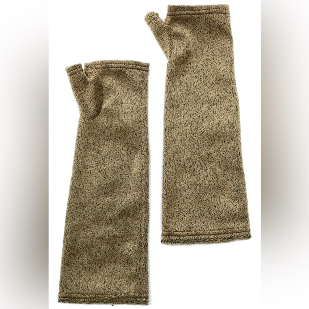 PORTOLANO TEXTURED VELVET ARM WARMERS LONG FINGERLESS GLOVES GOLDEN COCOA NWOT